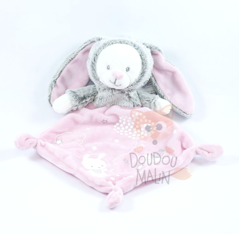  baby comforter bear rabbit pink grey white 